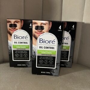 Biore Oil Control Charcoal Deep Cleansing Pore Strips for Men 4 Strips Pack of 3